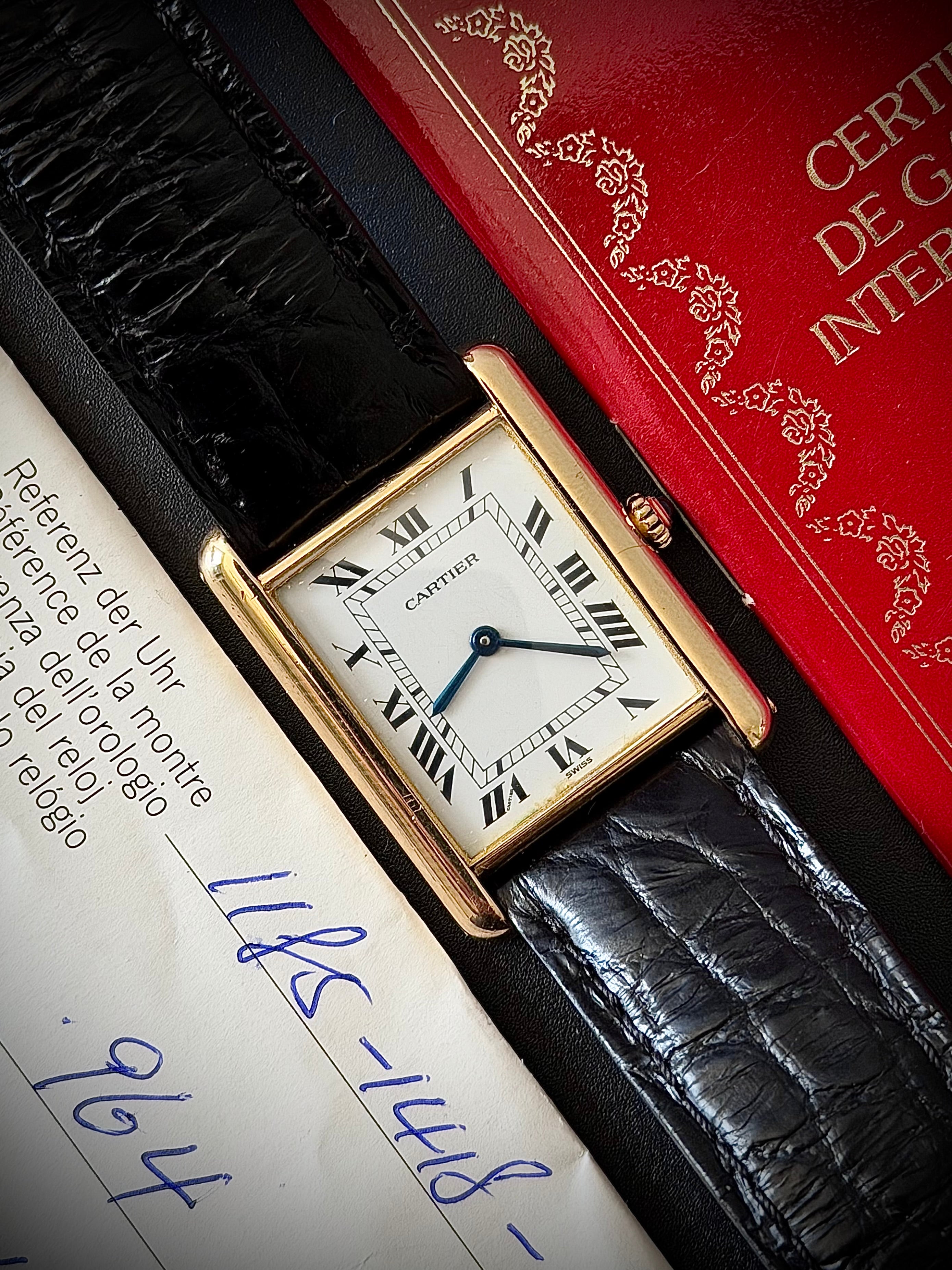 1989 CARTIER TANK LOUIS CARTIER, 88105, 18K YELLOW GOLD, FULL SET, INC GST