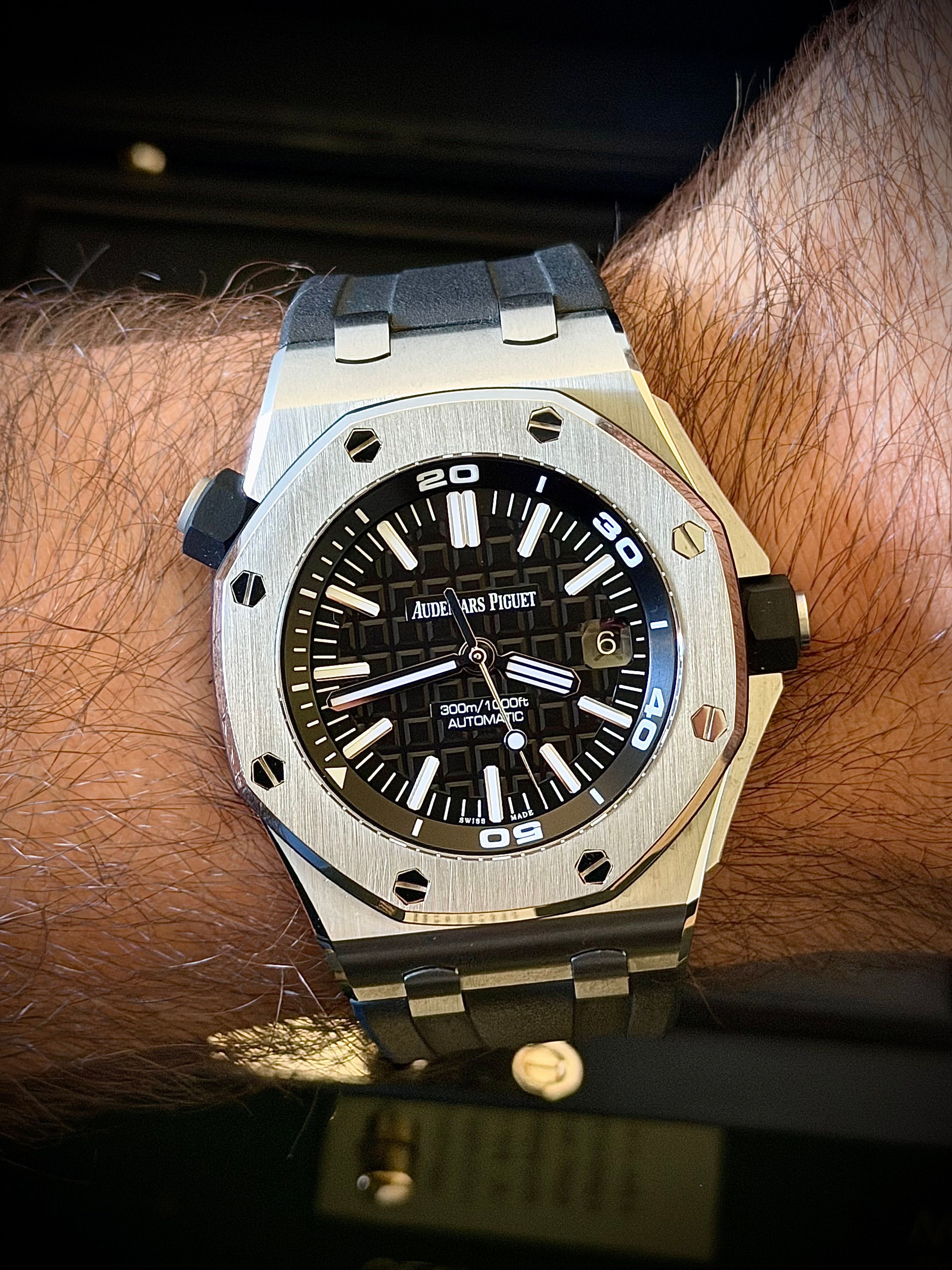 2018 AUDEMARS PIGUET ROYAL OAK OFFSHORE DIVER, 15710ST.OO.A002CA.01, BLACK DIAL, FULL SET, INC GST