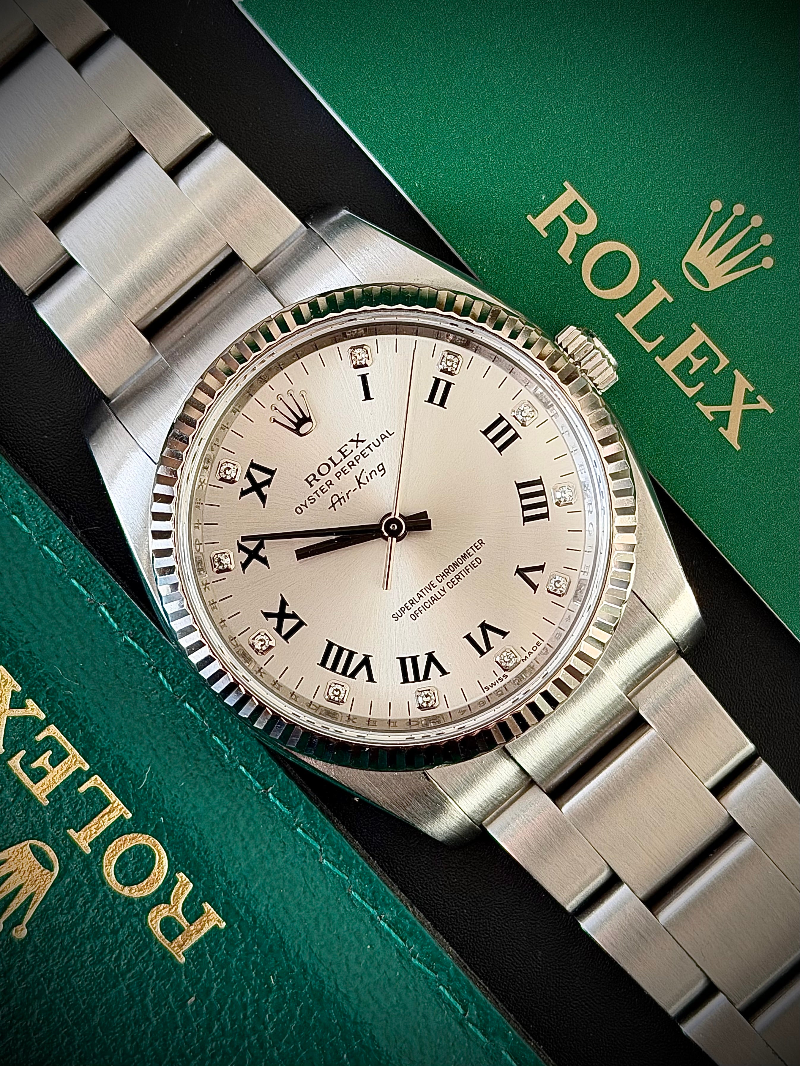 2015 ROLEX AIR-KING 34, 114234, DIAMOND DIAL, FULL SET, INC GST