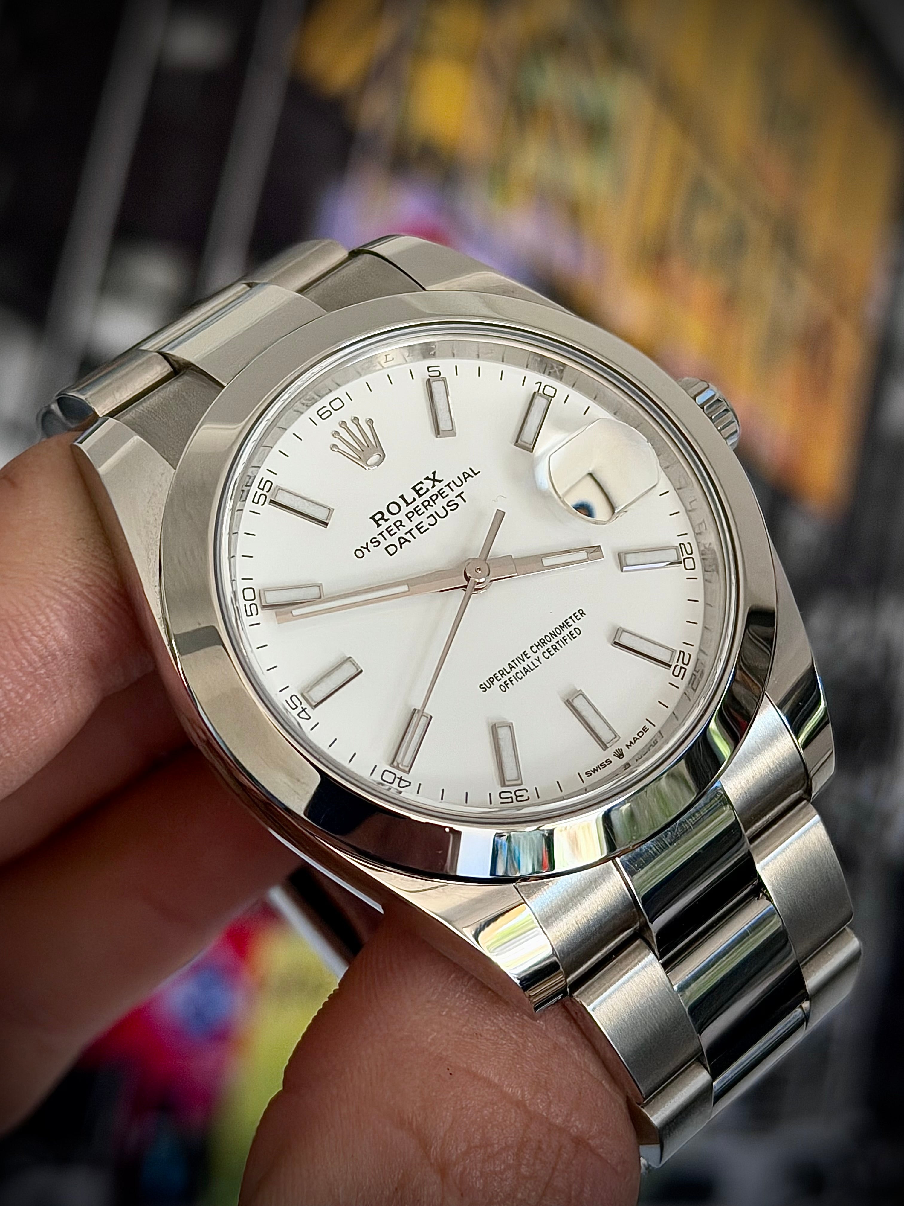 2021 ROLEX DATEJUST 41, WHITE DIAL, 126300, FULL SET, INC GST