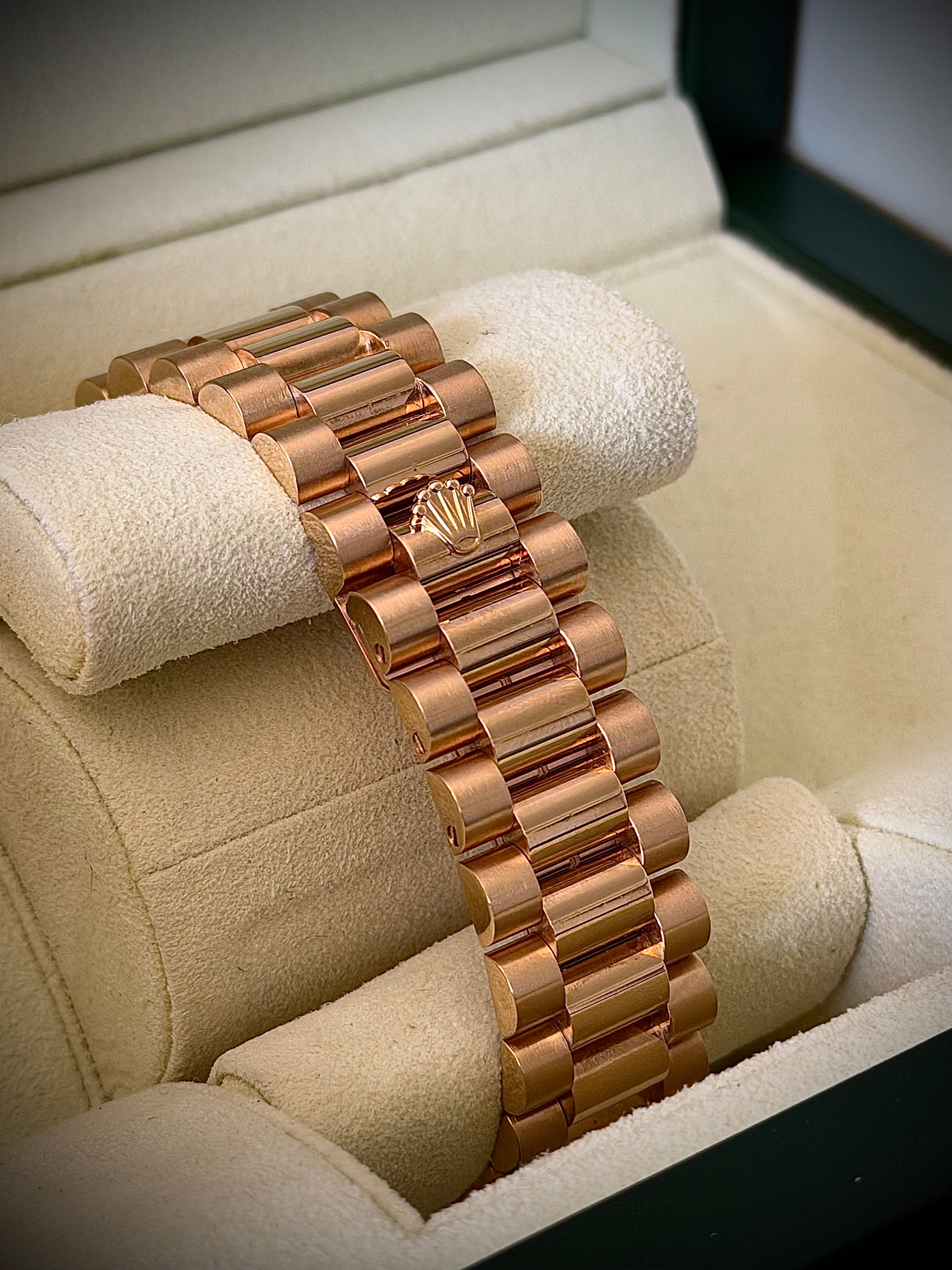 2001 ROLEX DAY-DATE PRESIDENT, 118238, FACTORY SECTOR MOTHER OF PEARL DIAL, BOX AND BOOKLETS W/ORIGINAL RECEIPT, INC GST