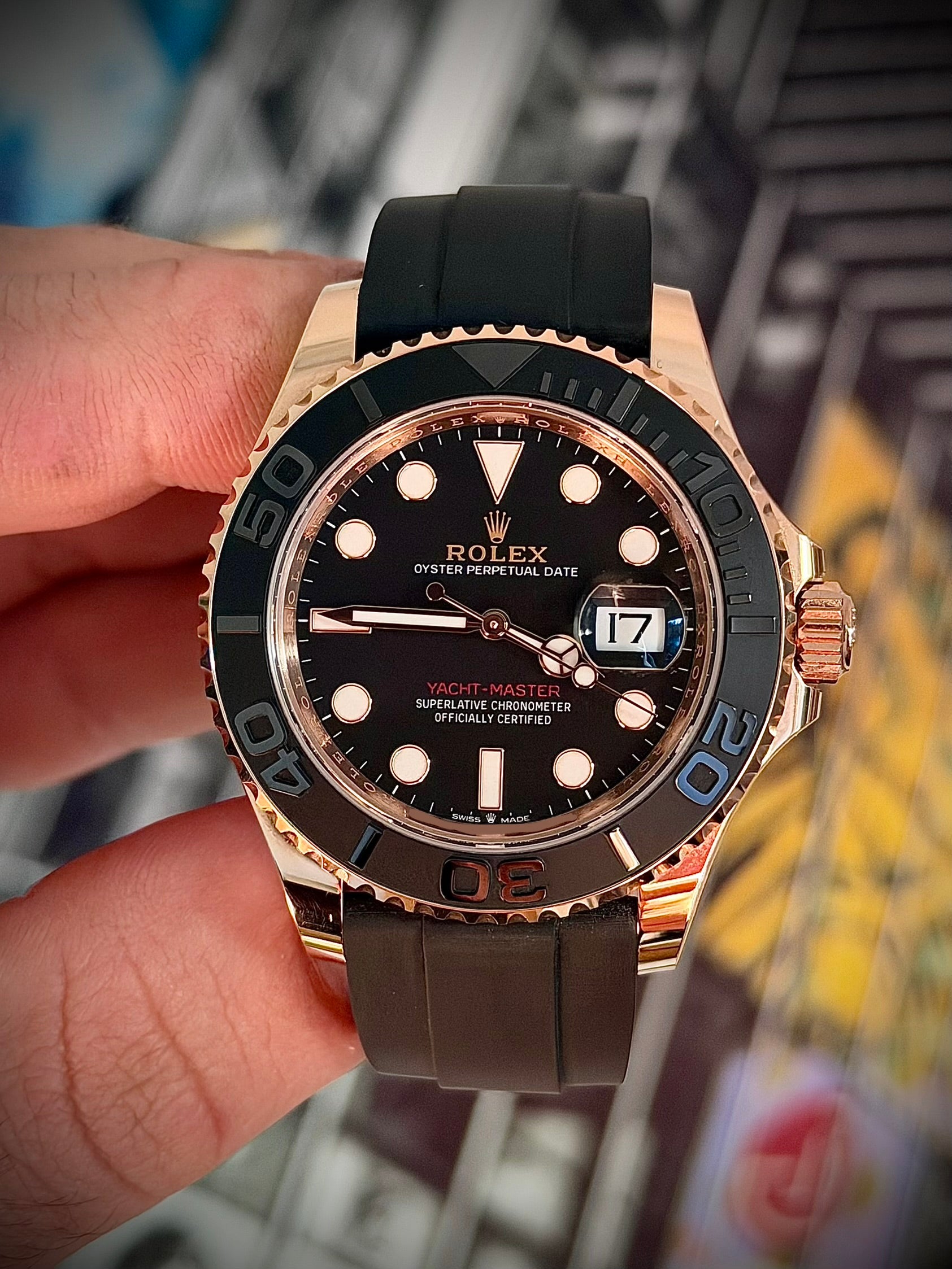 2024 ROLEX YACHT-MASTER 40, 126655, 18CT EVEROSE GOLD, OYSTERFLEX, FULL SET, INC GST