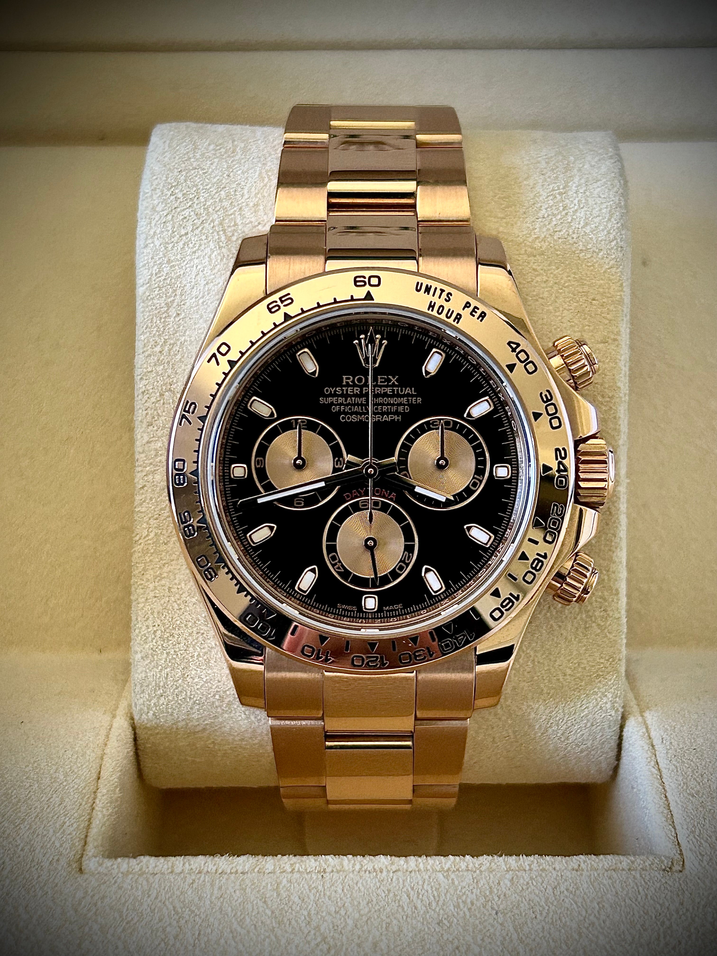 2016 ROLEX DAYTONA, FULL ROSE GOLD, 116505, FULL SET, INC GST