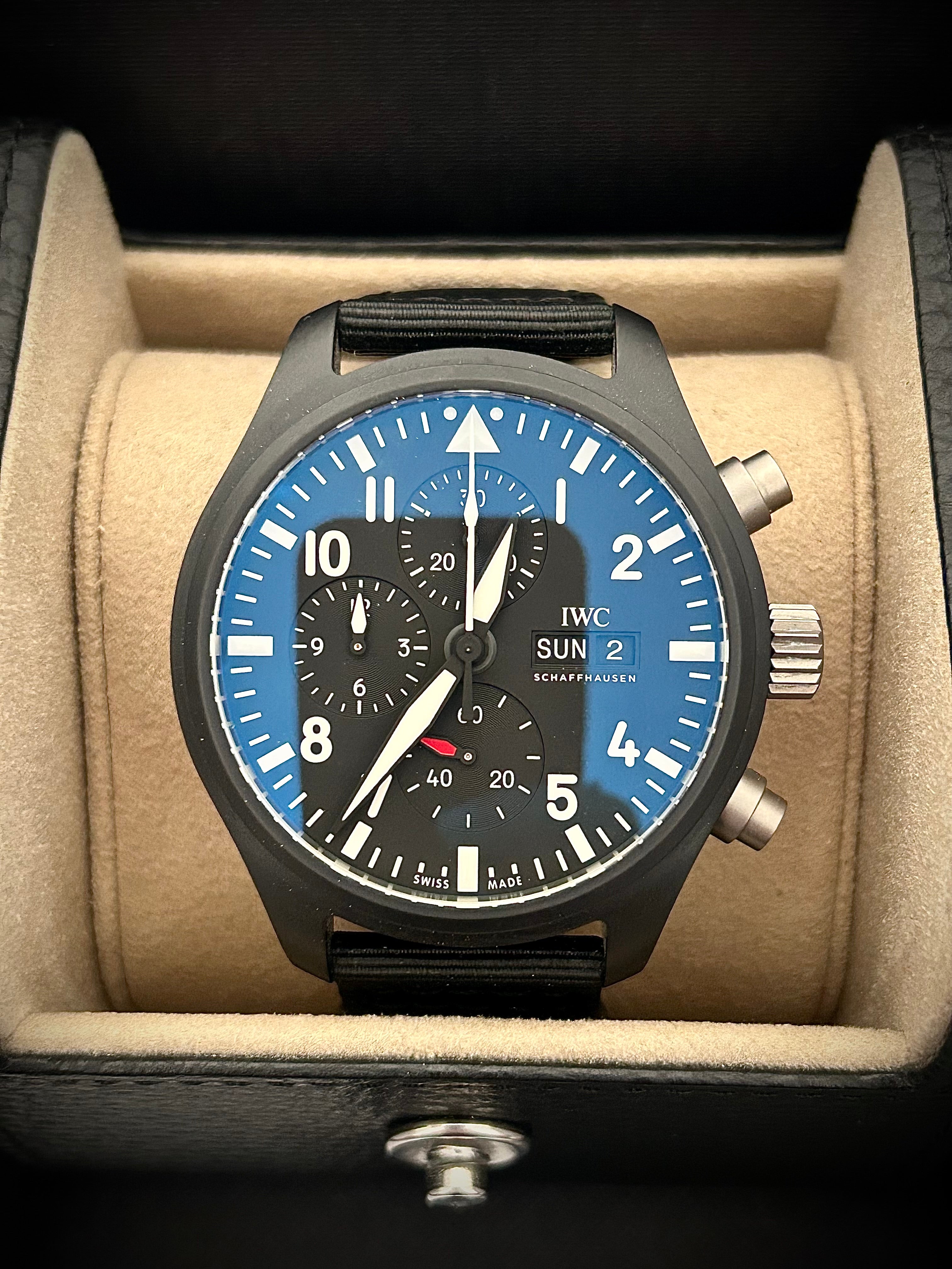 2022 IWC PILOTS WATCH CHRONOGRAPH, TOP GUN EDITION, “IW389101, FULL SET, INC GST