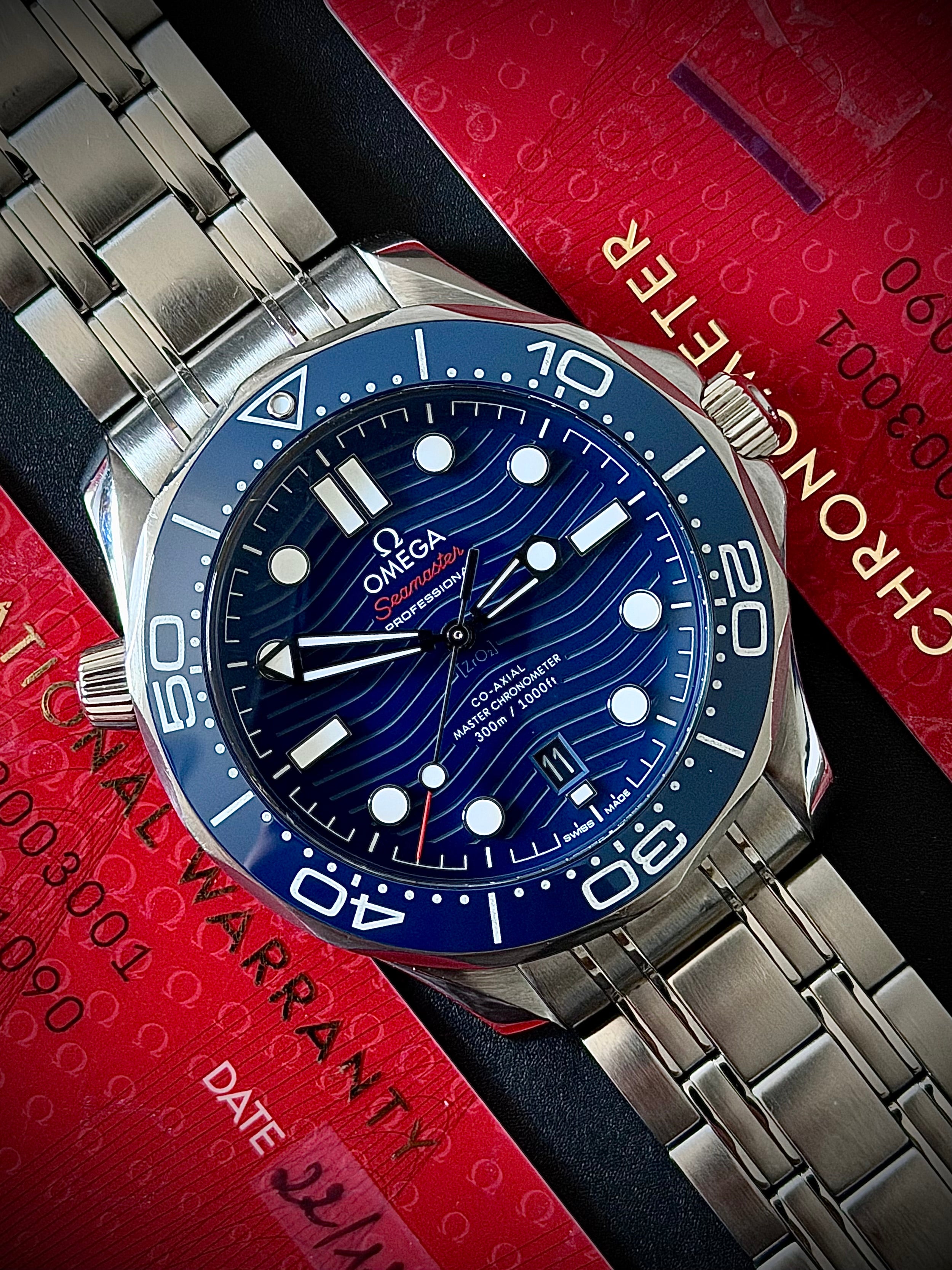 2021 OMEGA SEAMASTER 300, BLUE DIAL, FULL SET, INC GST