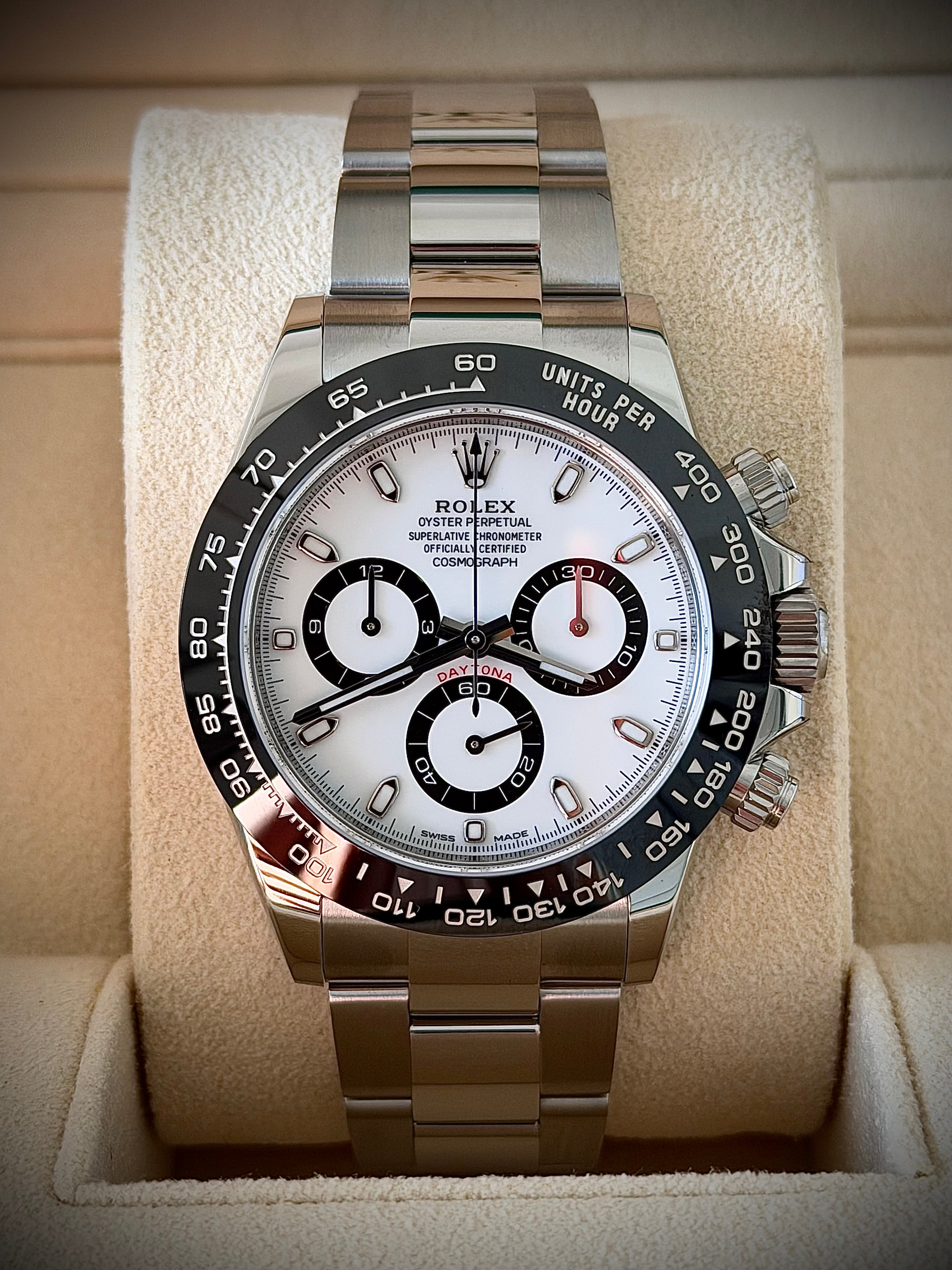 2022 ROLEX COSMOGRAPH DAYTONA, “PANDA” 116500LN, NEAR NEW FACTORY STICKERED, FULL SET, INC GST