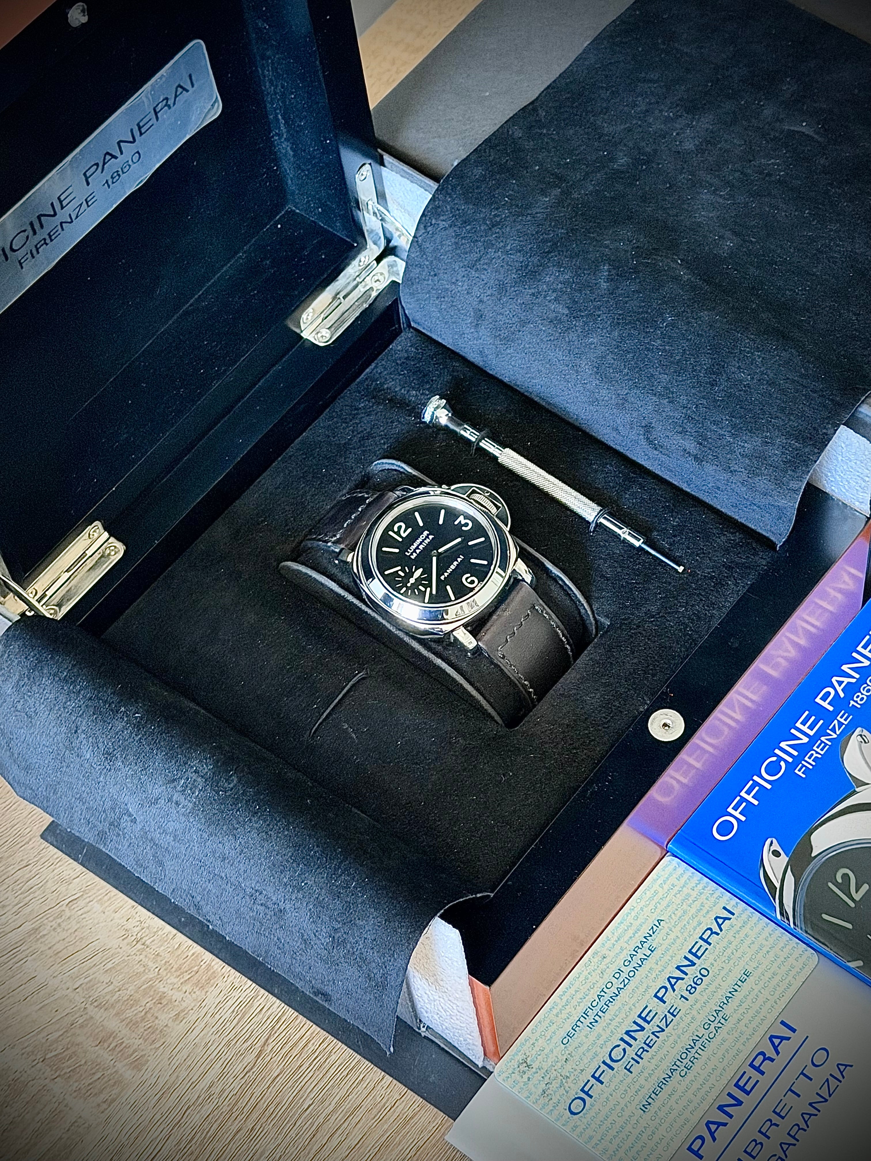 2001 PANERAI LUMINOR MARINA, PAM00001, FULL SET, RECENTLY SERVICED, INC GST