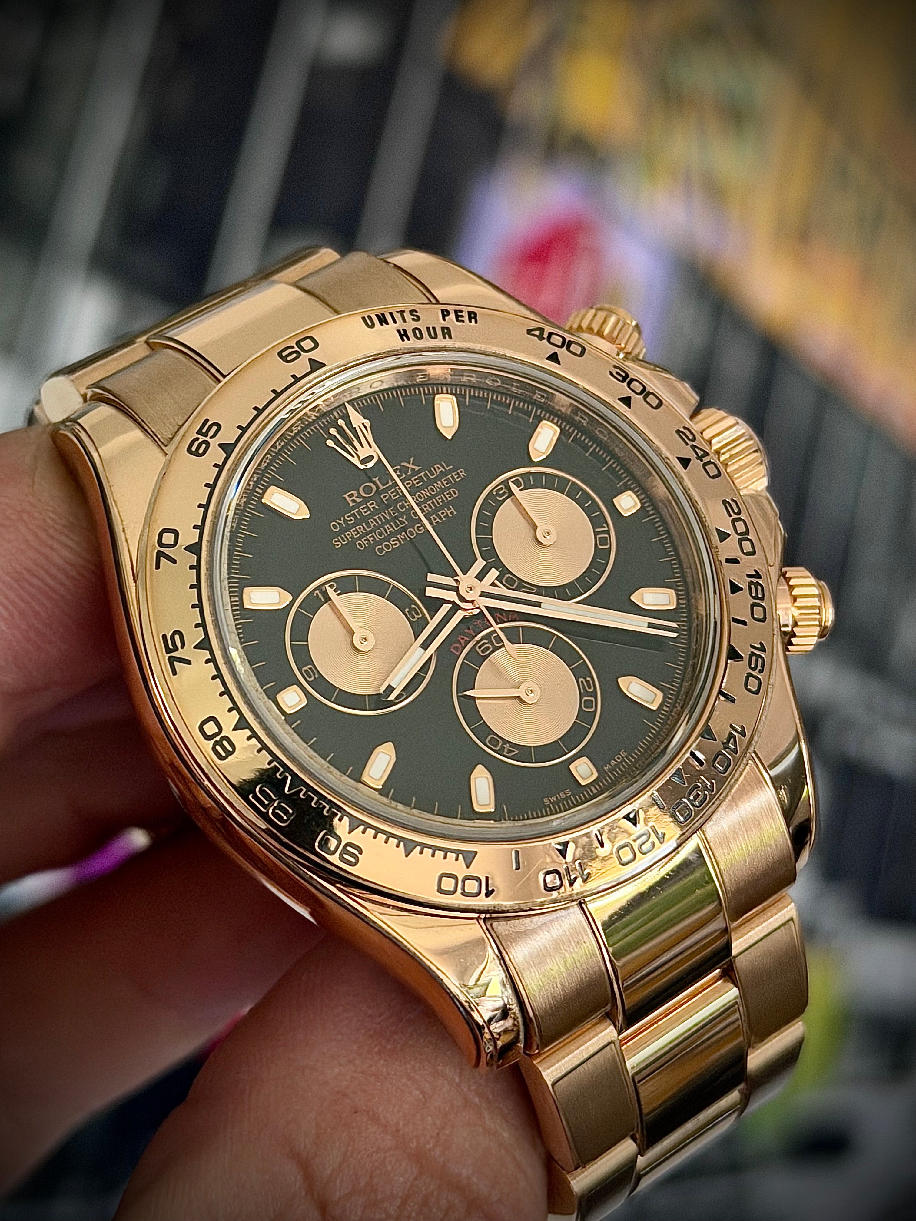 2011 ROLEX DAYTONA, FULL ROSE GOLD, 116505, FULL SET, INC GST