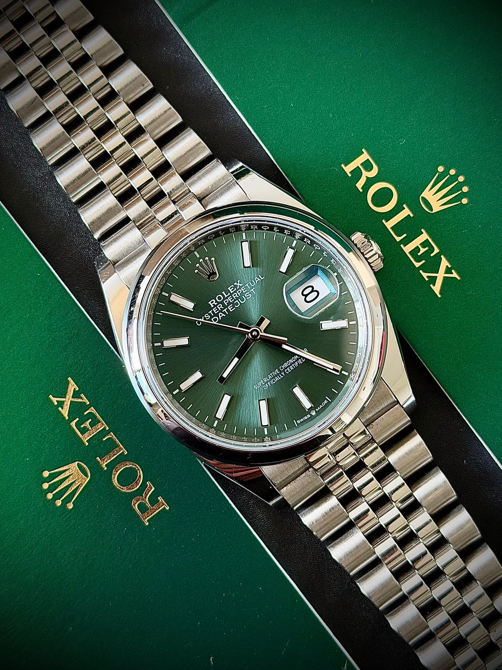 2023 ROLEX DATEJUST 36 MINT GREEN DIAL, 126200, FULL SET, INC GST