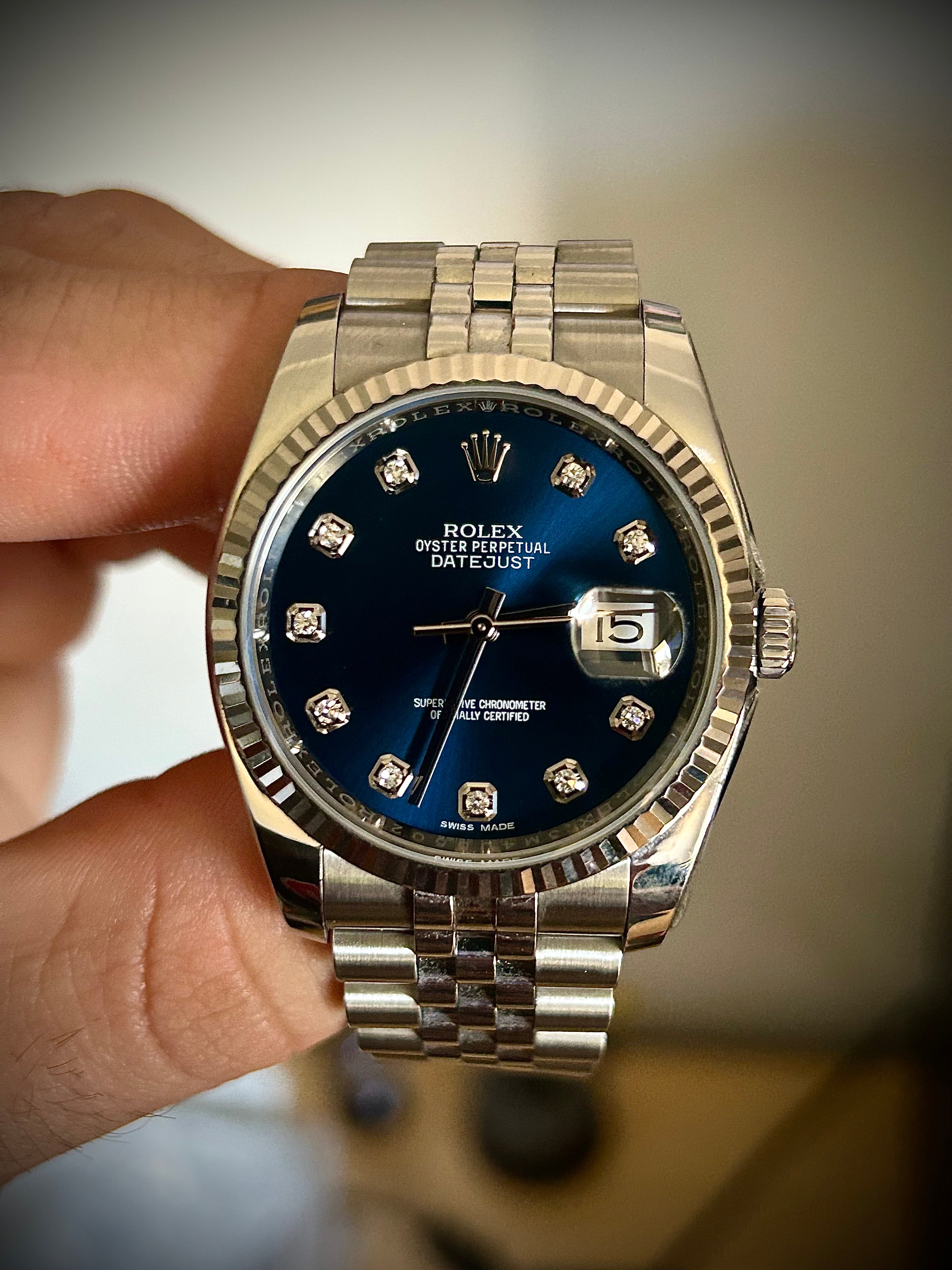 2017 ROLEX DATEJUST 36, 116234, BLUE DIAMOND  DIAL, FULL SET, INC GST