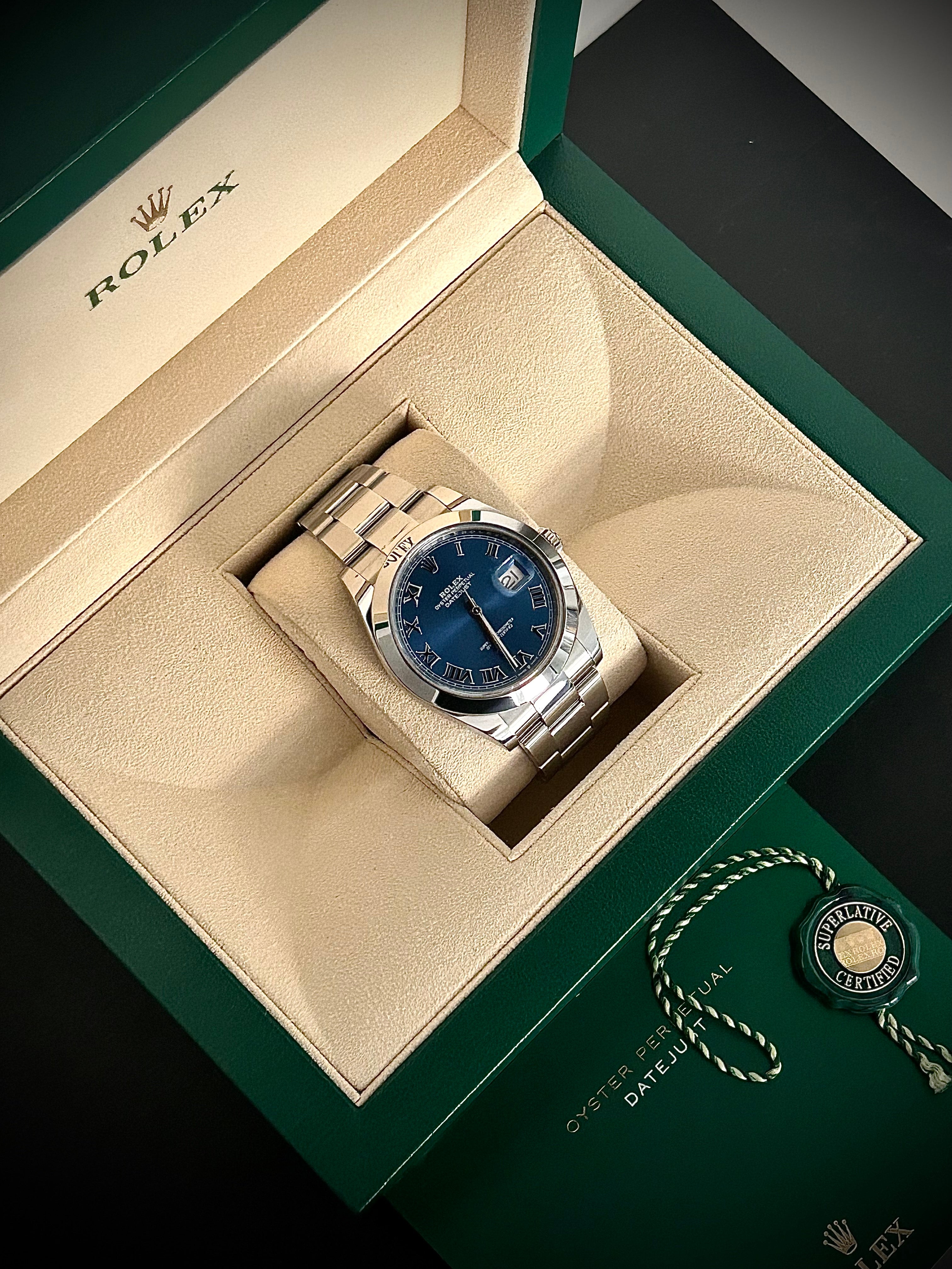 ROLEX DATEJUST 41 AZZURRO DIAL, 126300, BOX AND BOOKLET, INC GST