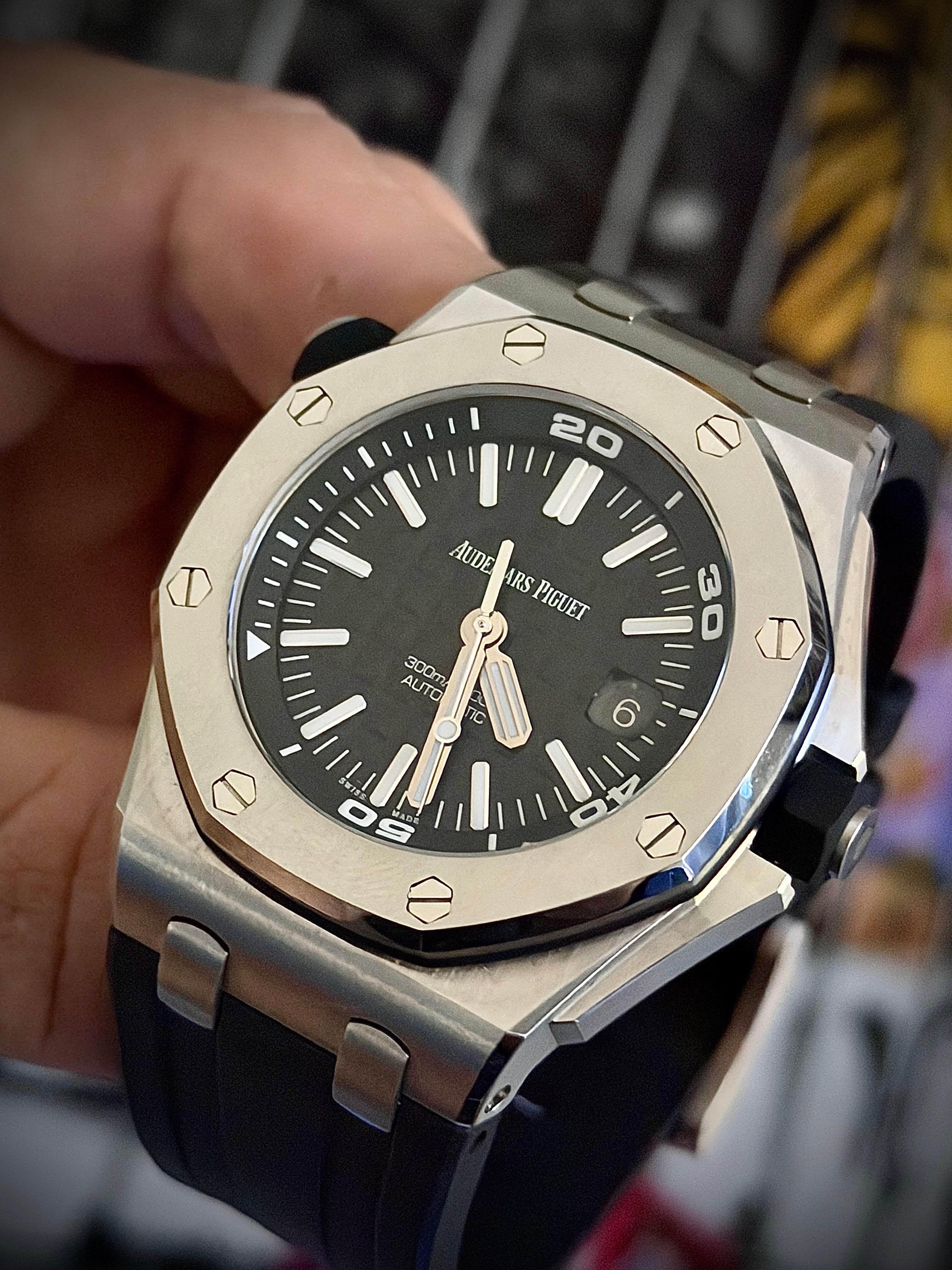 2018 AUDEMARS PIGUET ROYAL OAK OFFSHORE DIVER, 15710ST.OO.A002CA.01, BLACK DIAL, FULL SET, INC GST