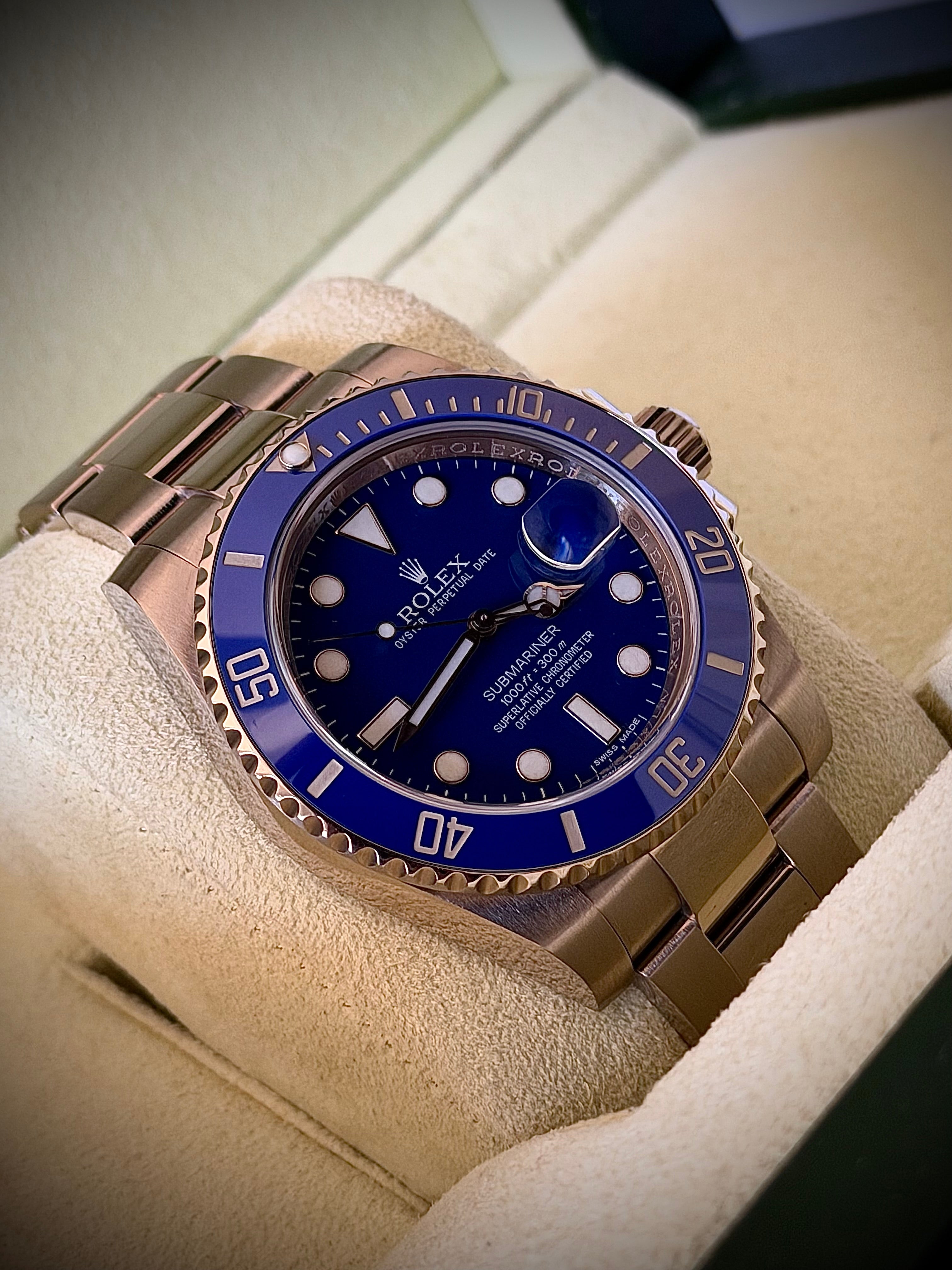 2010 ROLEX SUBMARINER DATE, 116619LB, SMURF, FULL SET, INC GST