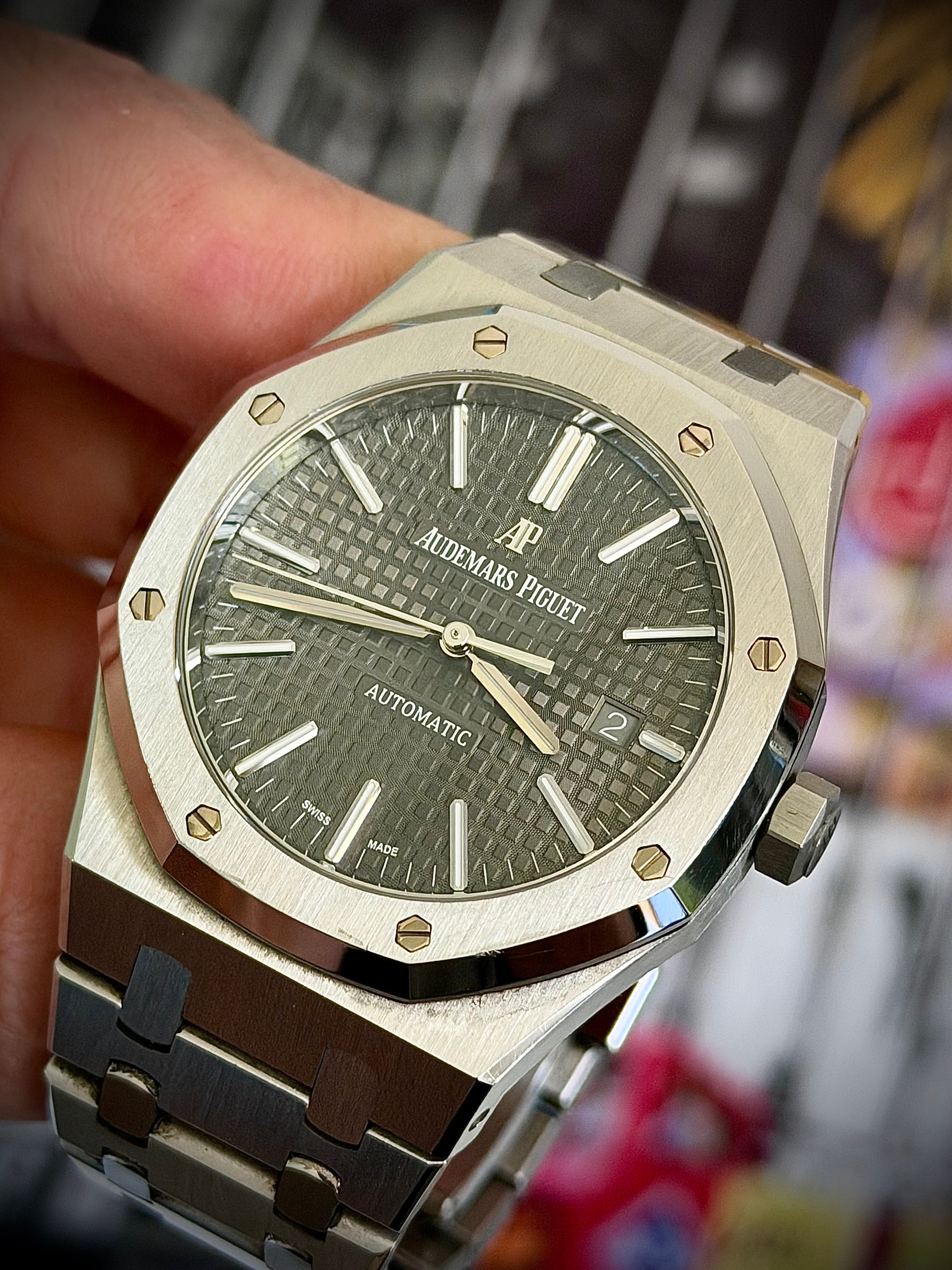 2019 AUDEMARS PIGUET ROYAL OAK 41, 15400ST.OO.1220ST.04, GREY RUTHENIUM DIAL, FULL SET, 2025 AP SERVICE, INC GST