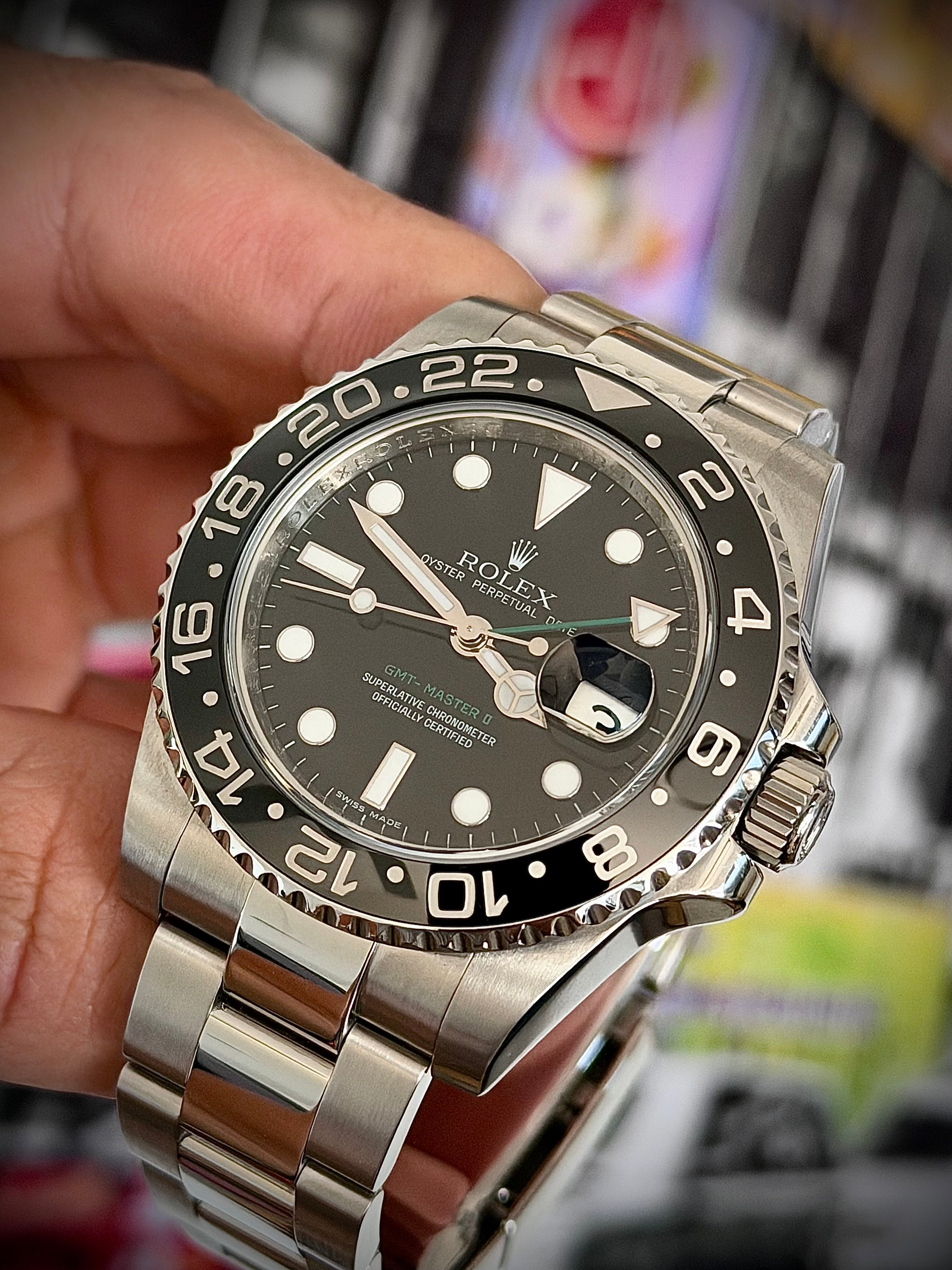 2010 ROLEX GMT MASTER II, 116710LN, BOX AND PAPERS, INC GST