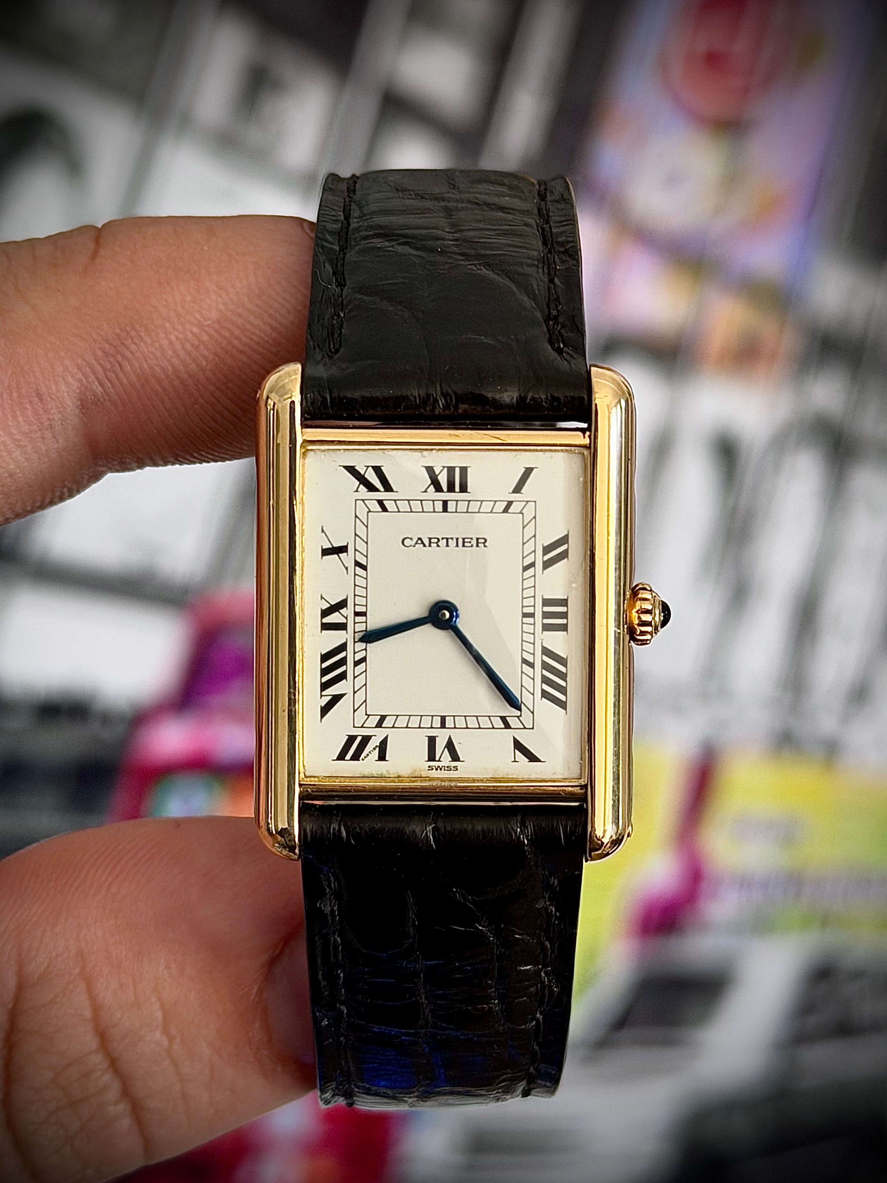 1989 CARTIER TANK LOUIS CARTIER, 88105, 18K YELLOW GOLD, FULL SET, INC GST