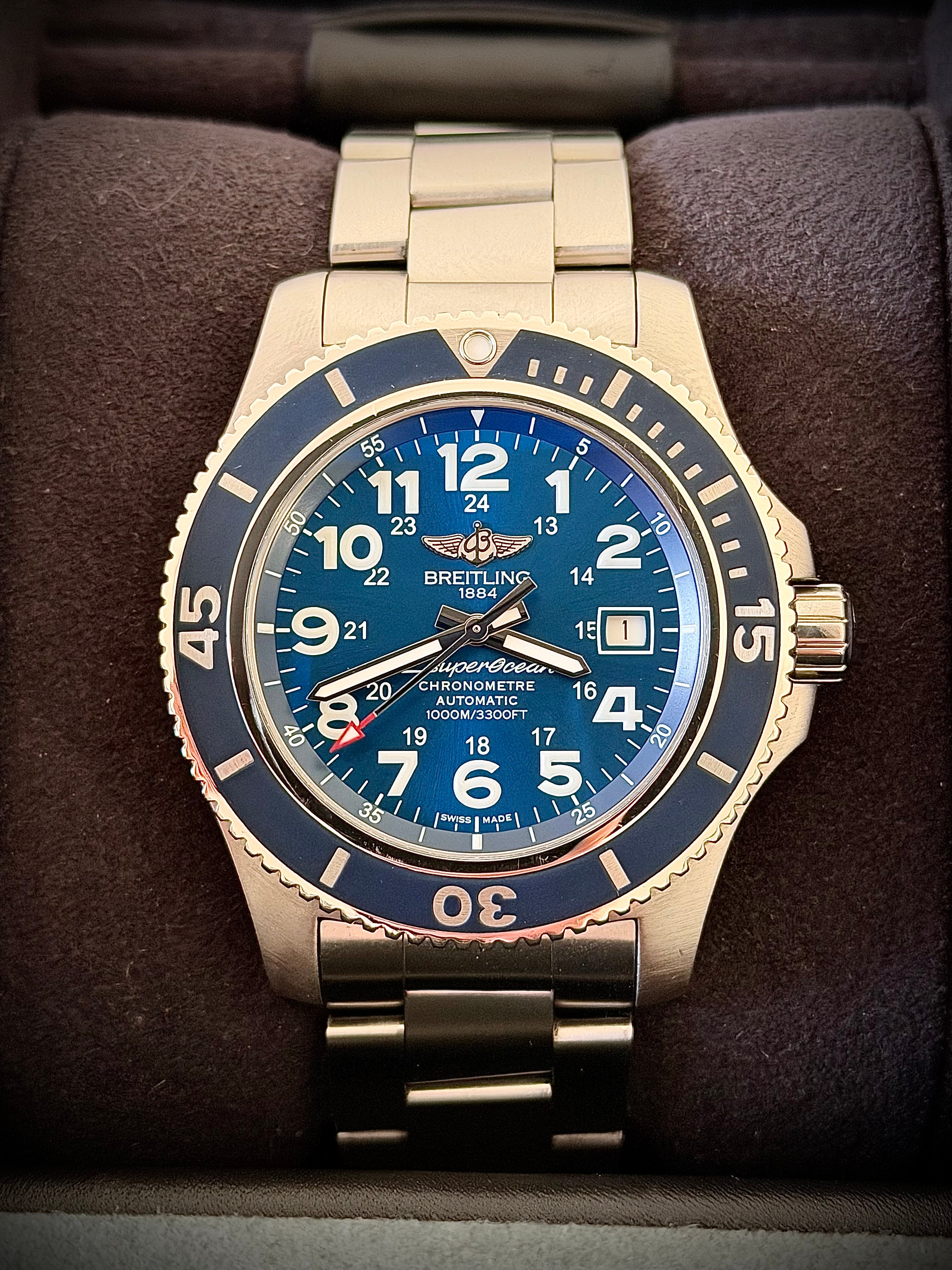 2019 BREITLING SUPEROCEAN 44, A17392D8/C910, BOX AND PAPERS, INC GST